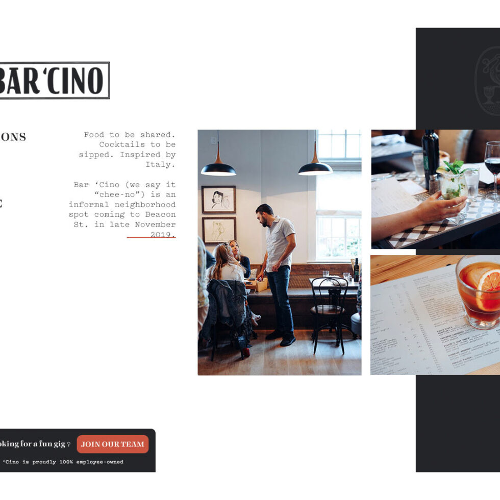 Bar'Cino page design