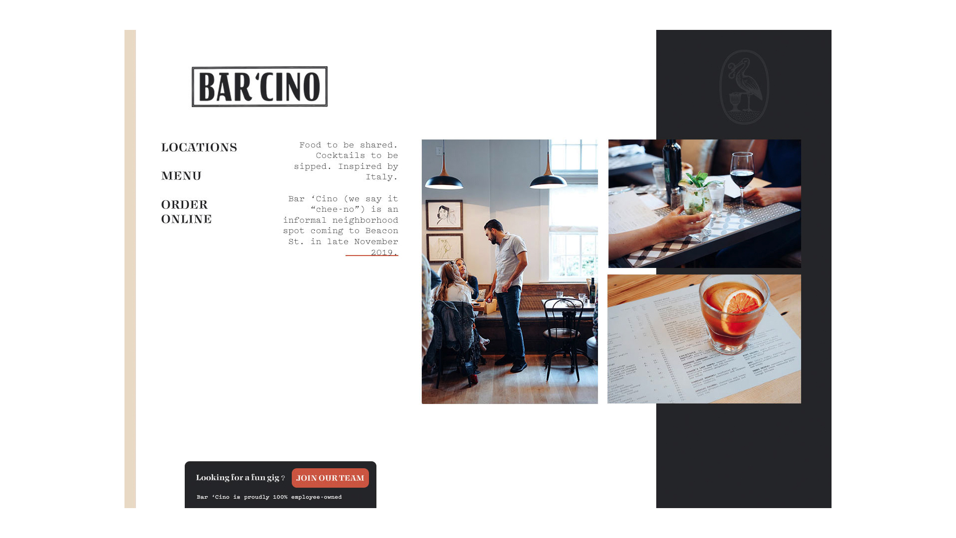 Bar'Cino page design