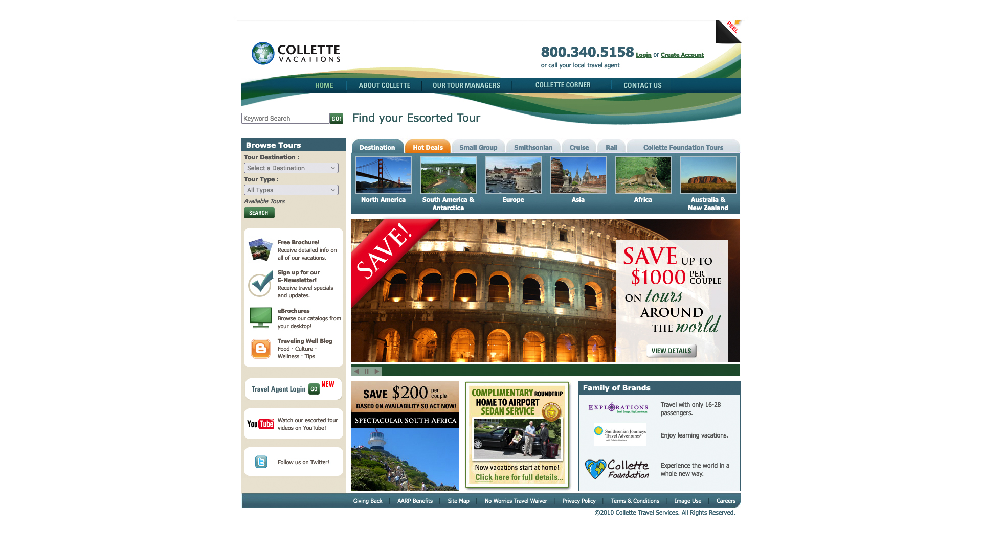 Collette Vacations home page